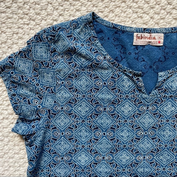 Vintage blue & white patterned cotton top - Picture 4 of 12